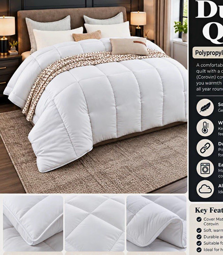 King white polypropylene duvet - king,